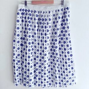 Dip Navy blue & white diamond printed pleated skirt, Size XL